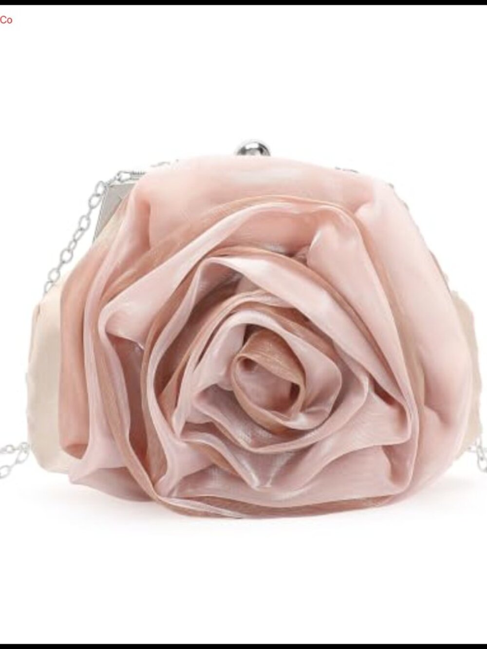 Satin Rose Clutch Evening Bag with Detachable Chain Crossbody
